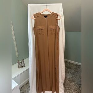 White House Black Market Tan Sleeveless Dress with pockets size 4